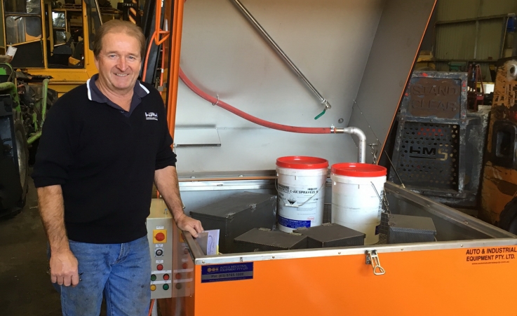 Hunter Valley Plant Hire Taking Delivery of New Stainless Steel Parts Washer